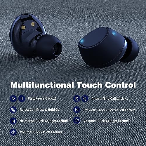 Next-Gen Bluetooth 5.2 Wireless Earbuds for i Phone 16, Samsung S24, and Google Pixel – Ultra-Compact True Wireless Earphones with Touch Control and Built-in Microphone for Optimal Sound Quality and Seamless Connectivity