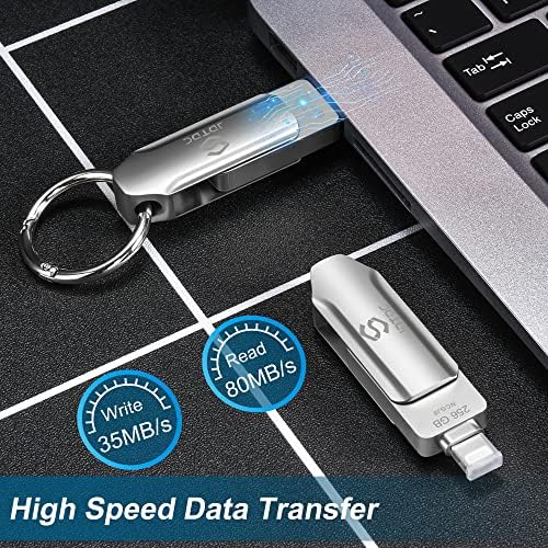 JSL JDTDC 256 GB Apple MFi Certified Photo Storage Stick – High-Speed Dual Connector USB-C & Lightning Drive for i Phone, i Pad, and Android – Ultimate External Backup Solution for Effortless Data Management and Memory Organization