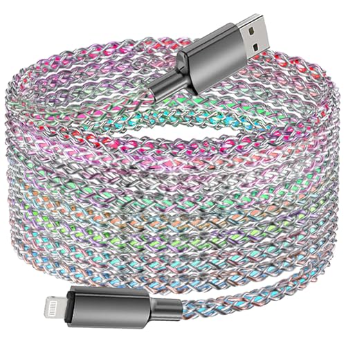 Vibrant RGB Light Up i Phone Charger – 3 ft MFi Certified Fast Charging Lightning Cable with Colorful Gradual LED Display for i Phone 14, 13, 12, 11 Pro, XS Max, XR, X, 8, 7, 6 Plus, SE & i Pad – Stylish Power Solution for Enhanced Compatibility and Quick Charging