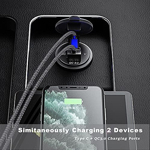Ultimate Gem Coo 63 W USB C Car Charger Socket with Integrated LED Voltmeter – Experience Rapid Charging with 45 W Power Delivery & 18 W Quick Charge 3.0 for Efficient Power Boost in Cars, RVs, Boats, Trucks, and Motorcycles – Compact, Durable 12 V USB Cigarette Lighter Adapter for All USB Devices