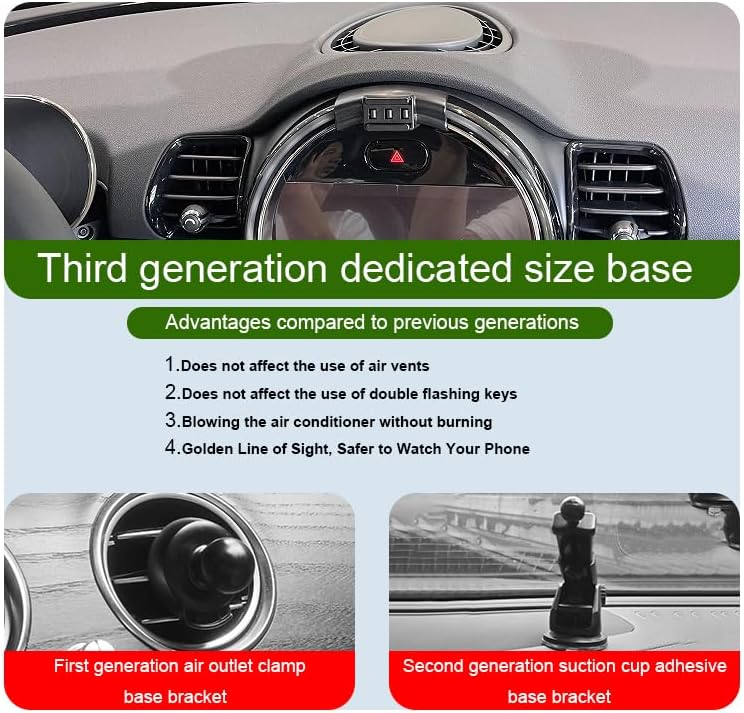 Car Phone Holder for BMW MINI Cooper Auto Accessories [Only for 2007-2013 MINI Cooper] [Auto Lock Hands Free Cell Phone Mount Car fits for iPhone & All Smartphones] – Enhanced Compatibility and Speed