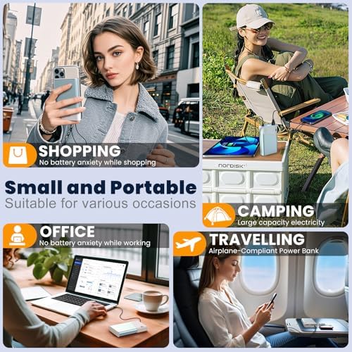 Lightning-Fast 22.5 W Portable Power Bank – 20,000 m Ah Aerospace Metal Charger with Detachable USB-C Cable & TSA Compliance – Ideal Travel Companion for i Phone 16, Samsung S24, and More – Superior Durability & Rapid Charging with 3-Year Guarantee