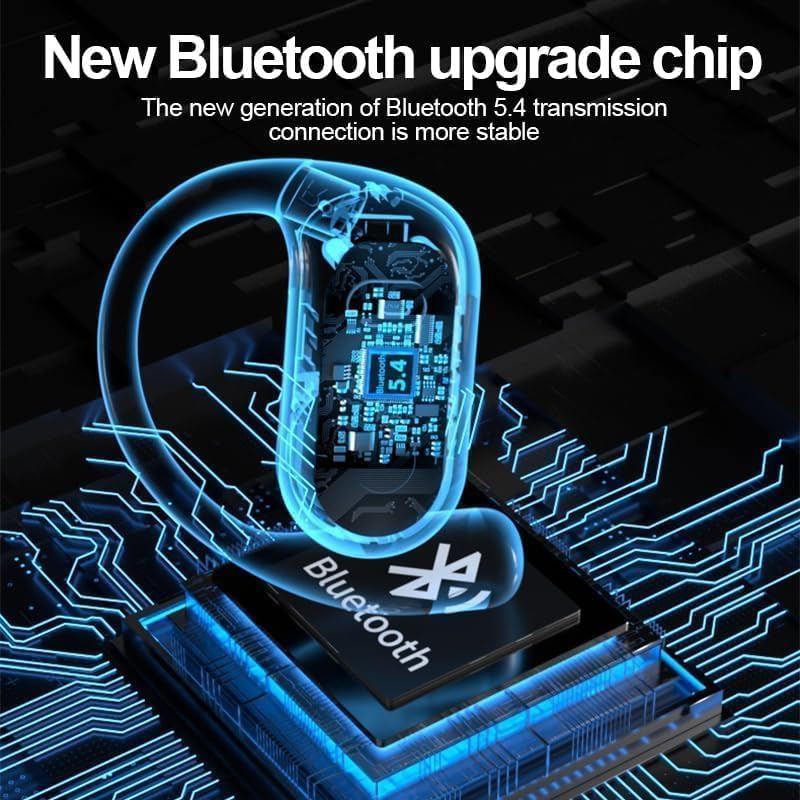 Elevate Your Fitness Journey with Open Ear Bluetooth 5.4 Sport Headphones – Ultra-Light Wireless Earbuds with Secure Ear Hooks, 50 Hours of Playtime, Built-In Microphone, and Waterproof Design – Perfect for Running, Workouts, and Active Lifestyles with Innovative LED Charging Case