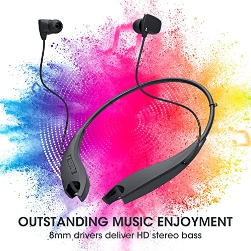 YOSDOM Waterproof Neckband Bluetooth Headphones – 24+ Hour Playtime, Shark Jaw Design for Secure Fit, Noise Isolation & Built-in Mic, Enhanced Compatibility for Active Lifestyles, IPX7 Rated for Gym & Outdoor Use, Call Vibration Alerts for Unmissable Connectivity