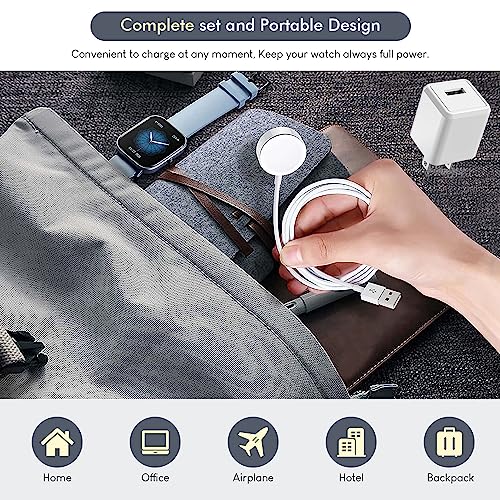 Ultimate Apple Watch Charger Bundle: 2-Pack 6.6 FT Extra Long Fast Charging Cables with USB A Wall Plug, Compatible with All Series 10/9/Ultra 2/8/7/6/5/4/3/2/SE/1 – Efficient, Portable Power Solution for On-the-Go Users