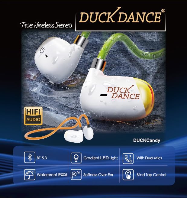 DUCKCANDY Open Ear Bluetooth Headphones with Dynamic LED Lighting – Ultimate Wireless Earbuds for Night Runs, Outdoor Adventures, and Daily Use – Lightweight, Safe Sound Experience for Kids and Adults