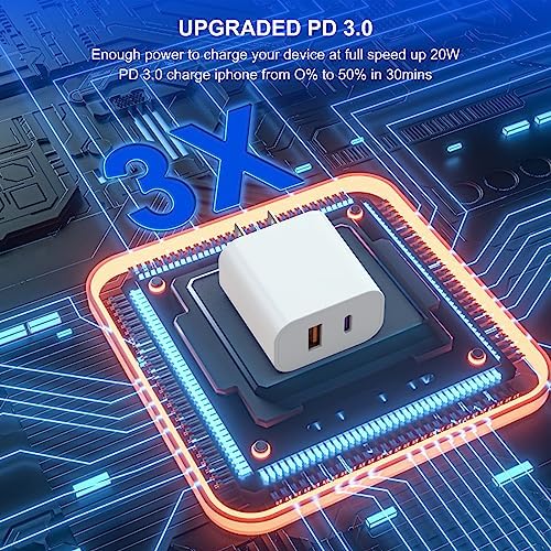Ultimate 3-Pack i Phone & Samsung Dual-Port USB C Charger Block – i GENJUN 20 W QC + PD 3.0 Fast Charging Adapter for i Phone 15/14/13/12/X and Galaxy Devices – Sleek, Compact, and Reliable Wall Charger for Efficient Power on the Go