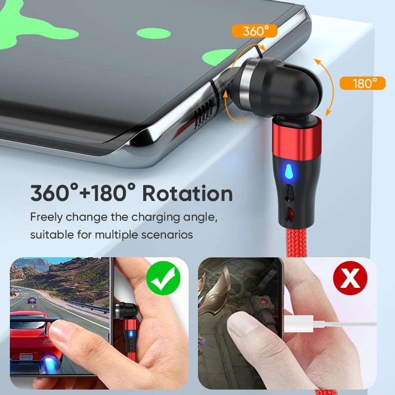 Magnetic 60 W USB C Cable Duo – Fast Charging & Data Transfer for i Phone, Android, i Pad, Samsung, Pixel & Mac Book – 6.6 ft Convenience & Enhanced Compatibility for All Devices