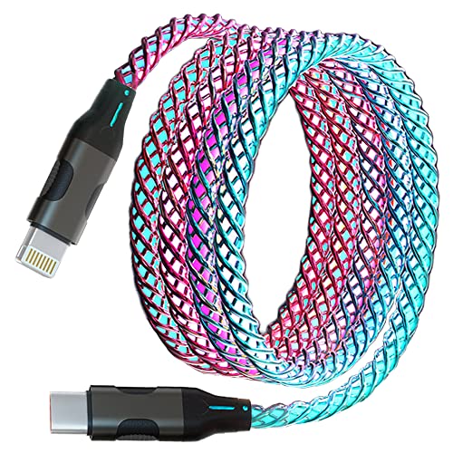 Apple MFi Certified LED i Phone Fast Charger – 5 ft USB-C to Lightning Cable with RGB Gradual Light for Rapid Charging – Compatible with i Phone 14, 13, 12, 11 Pro Max, XR, XS, X, 8 Plus – Enhanced Speed & Stylish Design