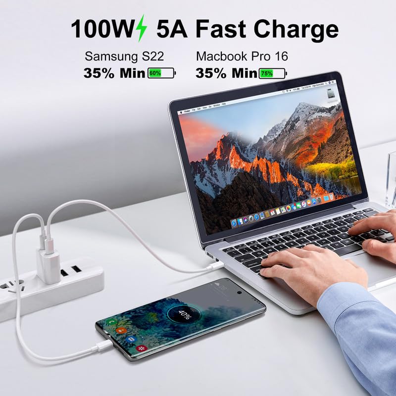 60 W Fast Charging USB C to USB C Cable – 10 FT Durable Braided Charger Cord for i Phone 16/15, Samsung, Android, Huawei, Google, Mac Book & More – Unmatched Compatibility & High-Speed Data Transfer