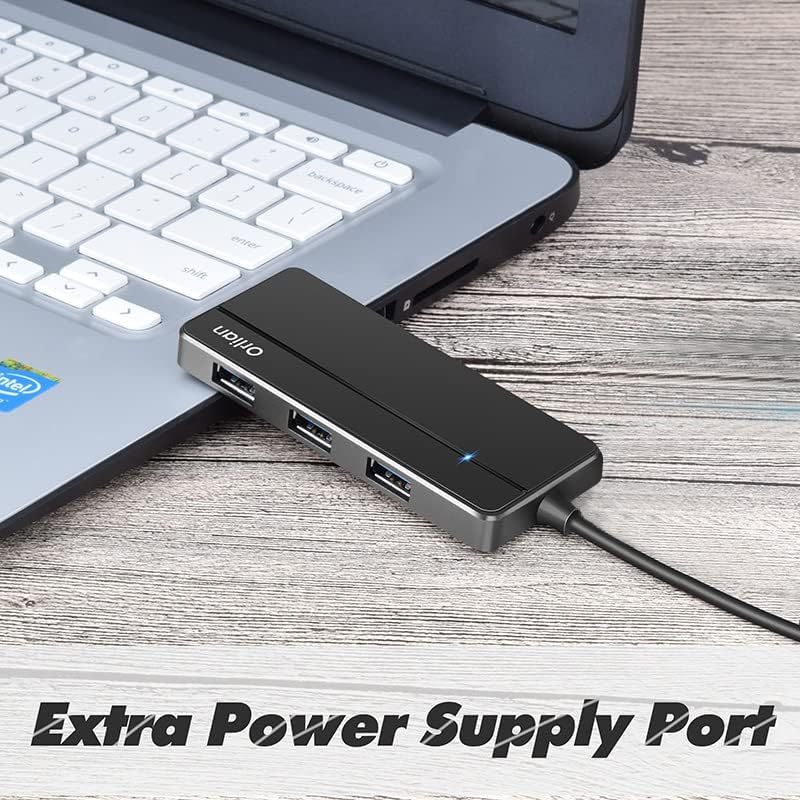 Ultra-Slim 4-Port USB 3.0 Hub – High-Speed Data Transfer Up to 5 Gbps | Compact USB Splitter for PC, Laptop, Chromebook, PS4 & Xbox | LED Indicator, Enhanced Compatibility | Perfect for Multitasking on the Go