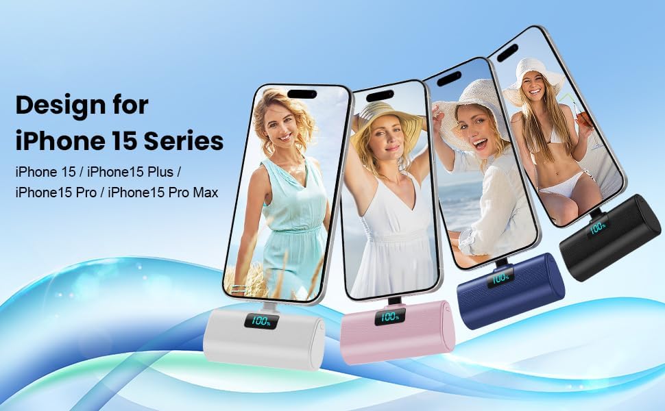Dual-Pack Portable Power Bank for i Phone 16 Series – 5200 m Ah Fast Charging USB-C Battery Pack with Built-in Connector for i Phone 16/16 Plus/16 Pro/16 Pro Max/15 Series, Samsung & Android Devices – Lightweight Travel Charger for On-the-Go Convenience