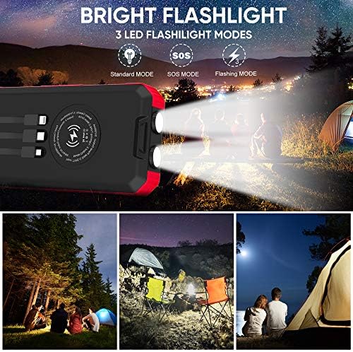 OIMYE 30000 m Ah Solar Power Bank – Advanced Wireless Fast Charging for i Phone, Android & Tablets, Ideal for Outdoor Adventures with 3 Versatile Cables & Built-in LED Flashlights, Durable & Weather-Resistant Design for Ultimate Portability and Reliability