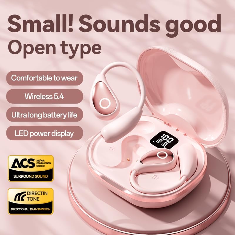 Open Ear Wireless Bluetooth Earbuds for Active Lifestyles – Advanced Air Conduction Technology, Superior Sweat Resistance, and Long-Lasting Battery in LED Charging Case – Ideal for Running, Safe Driving, and Daily Fitness Use