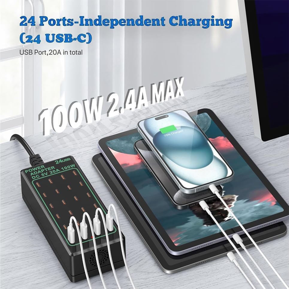 50 W High-Speed USB Charging Station with 12 Type-C Ports – Ultimate Multi-Device Power Hub for i Phone 13/14/15/16, Tablets, Smartwatches, and More – Fast, Efficient, and Safe Charging Solution for Home, Office, and Travel