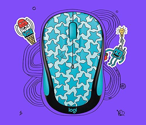 Vibrant Twinkle Teal Logitech Doodle Collection M325 c Wireless Optical Mouse – Ergonomic Design for Ultimate Comfort, 5 Customizable Buttons, Long Battery Life & Reliable 2.4 GHz Connectivity for Enhanced Productivity and Style in Your Workspace
