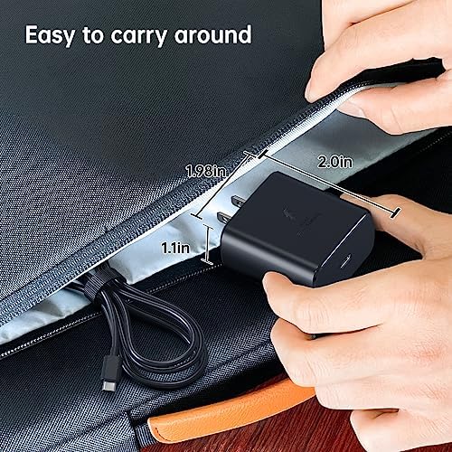 45 W Ultra-Fast Samsung Charger with 6.6 ft Type-C Cable | Power Delivery & Programmable Power Supply for Galaxy S25, S24, S23, S22 Ultra Plus, S21, Note 10, 20, A25, A15, A53, A52, Xcover 6, 7, Z Fold & Flip | Efficient Charging Block for Enhanced Device Longevity | Sleek Black Design for Modern Aesthetics