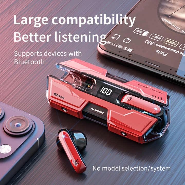 GM20 Bluetooth 5.3 True Wireless Earbuds – 48 Hour Playback Waterproof Stereo Earphones with LED Charging Case & Deep Bass Sound for Ultimate Audio Freedom in Yellow – Perfect for Gym, Outdoor Activities, and Everyday Use