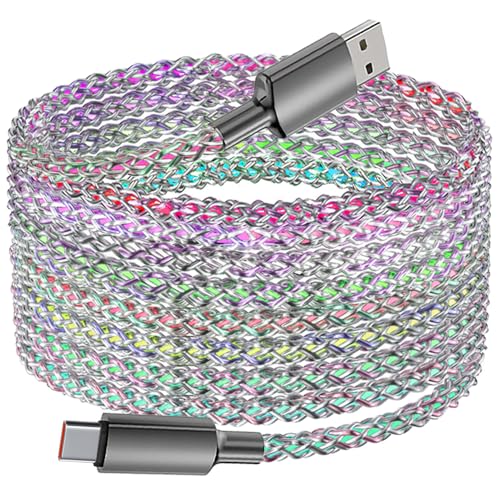 Transform Your Charging Routine with the RGB Light-Up USB C Cable – 3 ft Fast Charging Solution for i Phone 15 Plus Pro Max and Android Devices – Powerful 60 W Power Delivery, Durable Build, and Eye-Catching LED Indicator for Enhanced Aesthetic Appeal and Rapid Energy Delivery