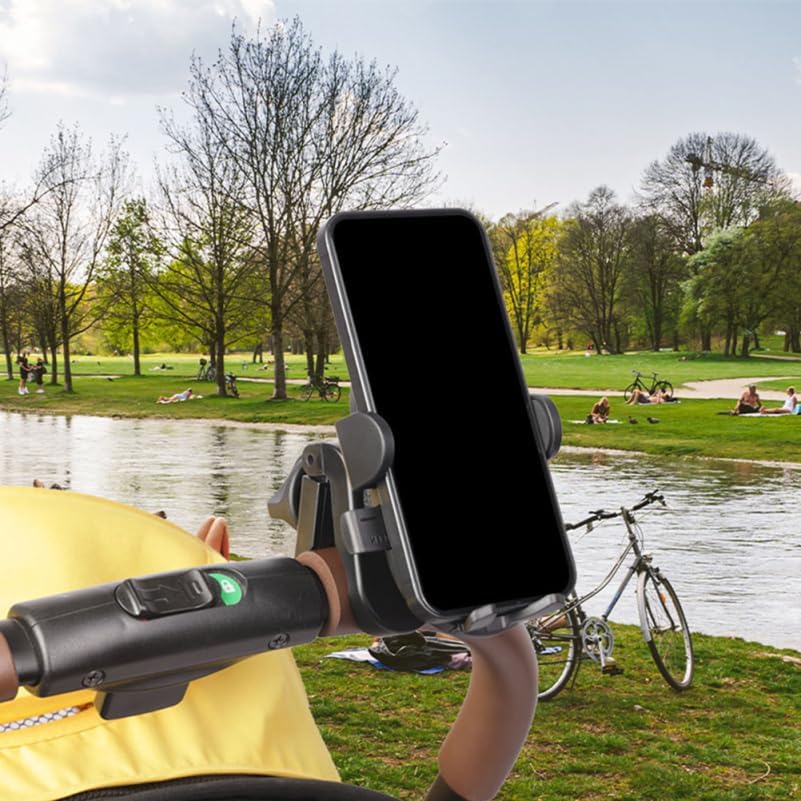 Premium Wear-Resistant Stroller and Bike Phone Mount – Versatile Trolley Holder for Secure Device Accessibility and Optimal Viewing in Sleek Black – Perfect for Active Lifestyles and Effortless Hands-Free Navigation