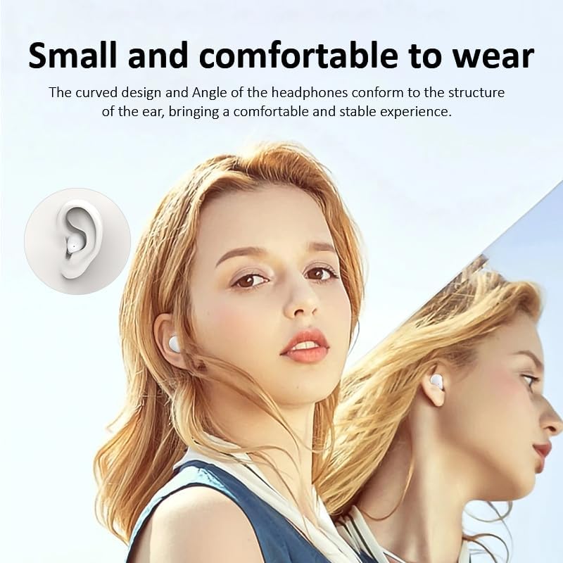 Invisible Mini Bluetooth 5.3 Earbuds for Small Ears – 24-Hour Battery Life, Advanced Noise Cancellation, and Perfectly Crafted for Comfort During Work and Sleep – Seamless Connectivity for an Uninterrupted Listening Experience