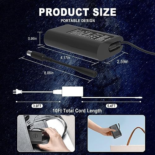 Universal 65 W AC Adapter for Dell Laptops – Fast Charging Power Supply for Latitude and Inspiron Series – Enhanced Compatibility with 4.5 mm & 7.4 mm Connectors – Ideal Replacement Charger for 5400, 7400, 7490, 3000, 5000, 7000 Series – Efficient Power Cord with Versatile Tips for All Dell Models – Upgrade Your Charging Experience Today