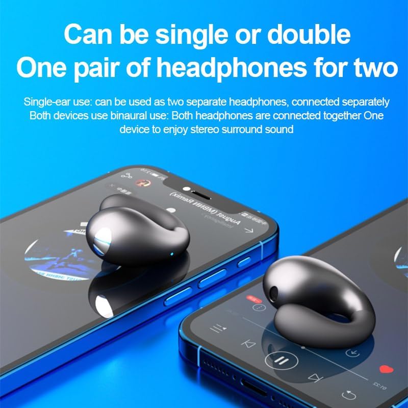 Elevate Your Active Lifestyle with Bluetooth 5.3 Bone Conduction Headphones – 60-Hour Battery Life, IPX7 Waterproof Rating, and Secure Clip-On Design for Ultimate Comfort and Safety – Perfect Open-Ear Sports Earbuds for Enhanced Awareness and Seamless Connectivity