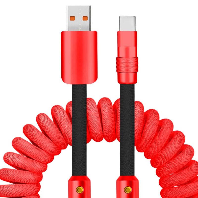 Experience Unmatched Charging Versatility with the Chubbycable Curly Chubby – 240 W High-Speed Retractable USB-C Cable, Extends 2.29 to 3.6 FT, Ideal for Car Play & Android Auto, Stylish Dark Blue and Green Coiled Design for Effortless Organization and Durability
