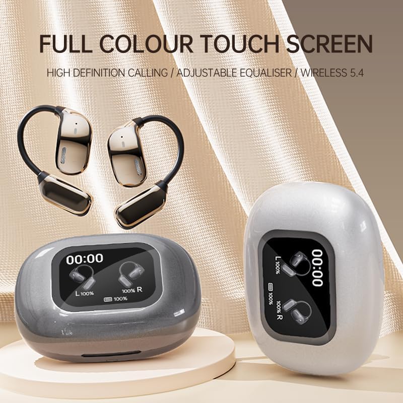 Next-Gen Open Ear Bluetooth 5.4 Earbuds with Touch Control – Waterproof Wireless Headset for i OS/Android – Unmatched Sound Clarity and Comfort for Active Lifestyles and Everyday Use