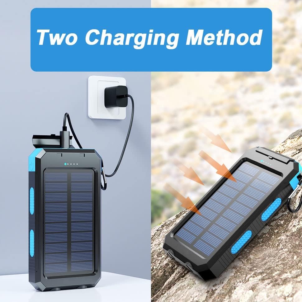 High-Capacity 38,800 m Ah Suscell Solar Power Bank – Dual USB Fast Charging with Enhanced Compatibility for i Phone and Samsung Galaxy – Essential Hiking and Camping Accessory with Emergency LED Flashlights for Safety and Eco-Friendly Solar Charging