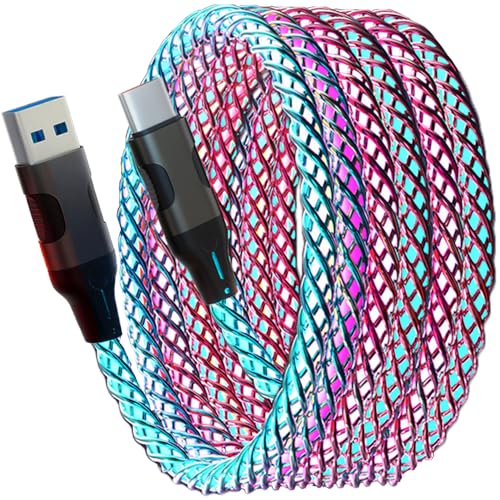 USB C Cable for iPhone 15 16 Pro Max Plus Carplay, 3.3ft RGB Light Up Gradual USB A to Type C Charger Cord LED Charging Cable for iPhone 15 16, iPad Air, iPad mini, Samsung Galaxy AI S24 S23, LG More – Enhanced Compatibility and Speed