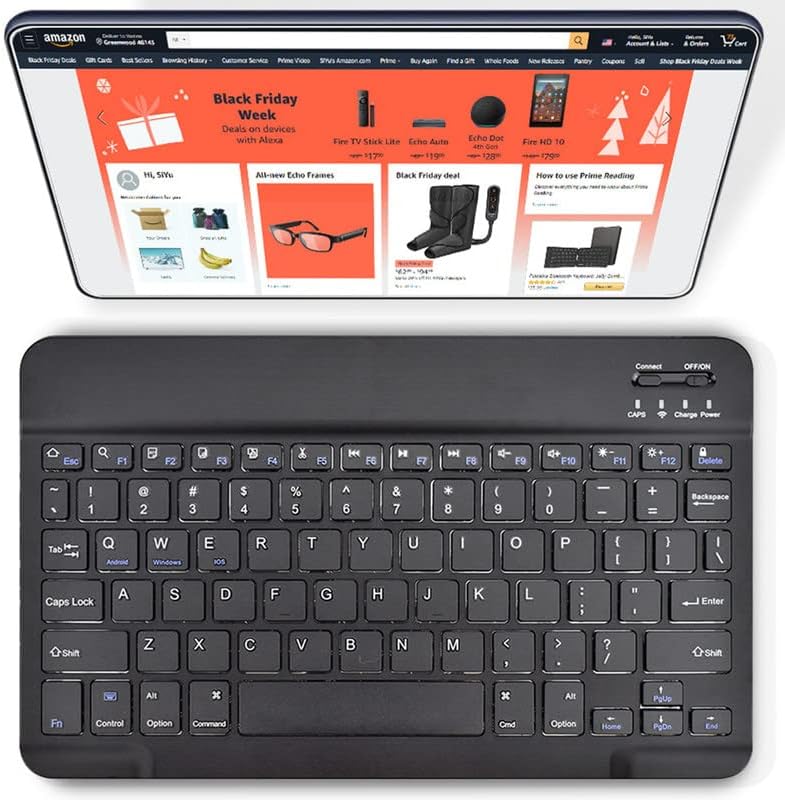 Ultra-Slim DETUOSI 10-Inch Wireless Keyboard – Lightweight Portable Multi-Device Typing Solution for i OS, Android, and Windows – Perfect for Travelers and Professionals – Effortless Connectivity with Enhanced Typing Comfort – Black