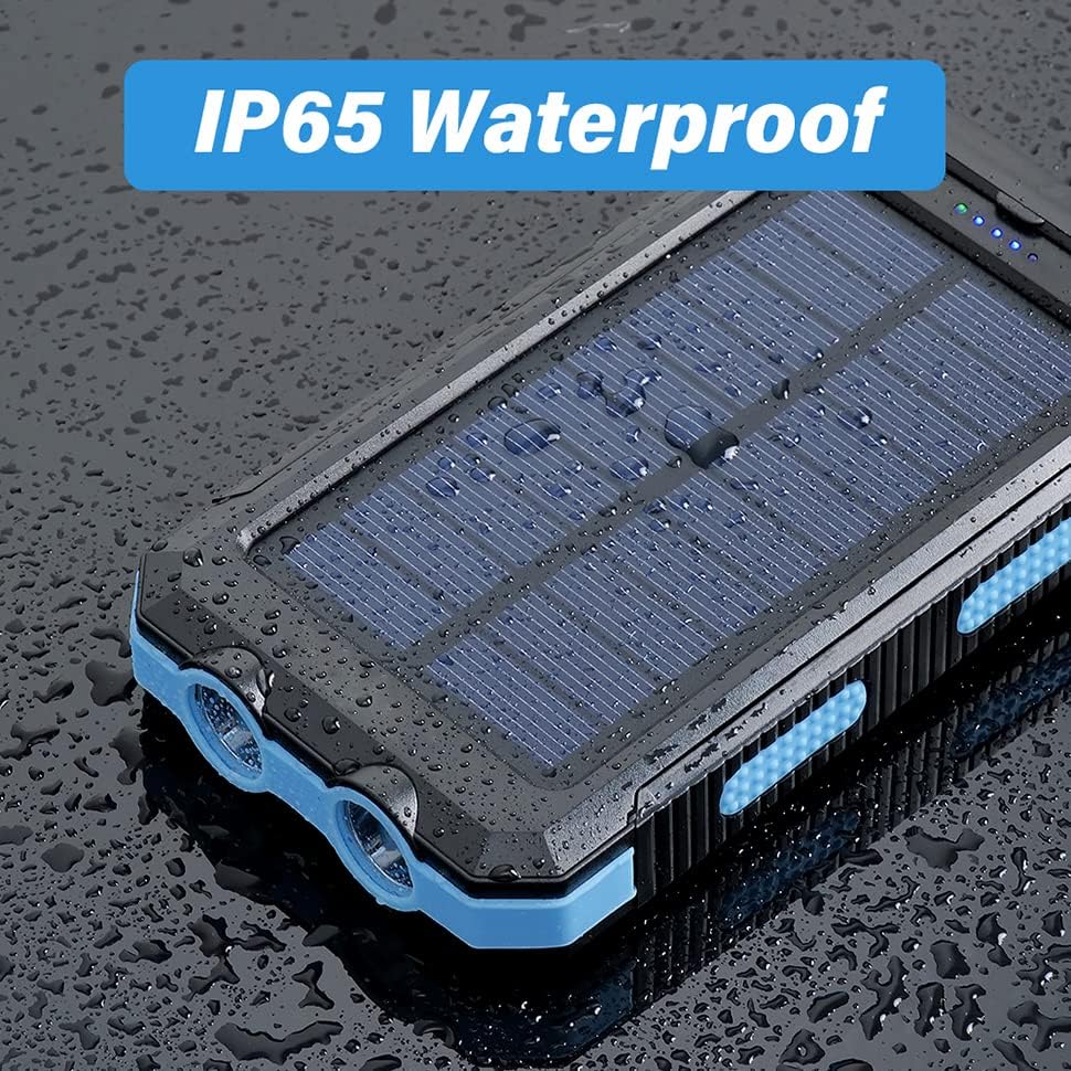 High-Capacity 38,800 m Ah Suscell Solar Power Bank – Dual USB Fast Charging with Enhanced Compatibility for i Phone and Samsung Galaxy – Essential Hiking and Camping Accessory with Emergency LED Flashlights for Safety and Eco-Friendly Solar Charging