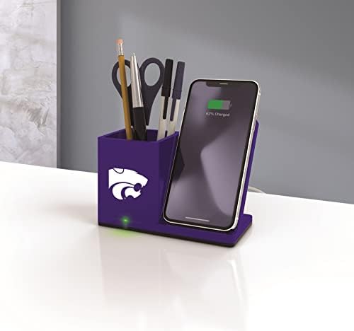 NCAA Unisex Fast Wireless Charging Stand & Desk Organizer – Stylish Multi-Device Charger for Sports Enthusiasts, Efficient Workspace Solution with Built-in Accessory Compartments